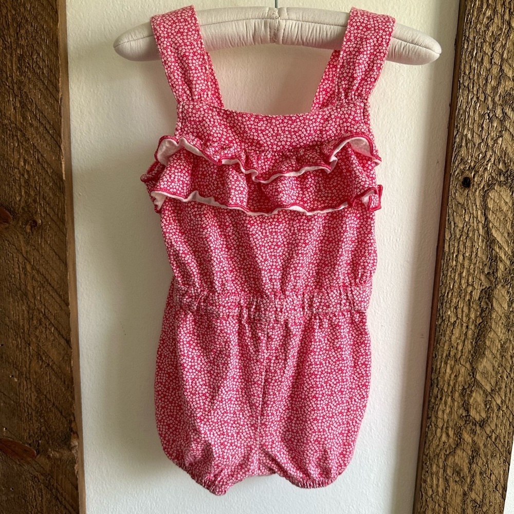 First Impressions Vibrant Pink Floral Romper Baby Girl 24 Months 
Euc 
Y2K
